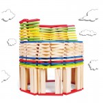 Cuburi de construit plate colorate din lemn 260 buc.